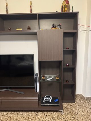 Mueble salón comedor wengue y cristal