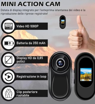 Mini Action Cam / Body Cam 1080P con Display e Att