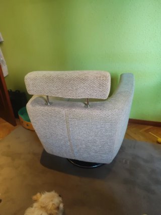 Sillón Giratorio Tapizado Tela Gris