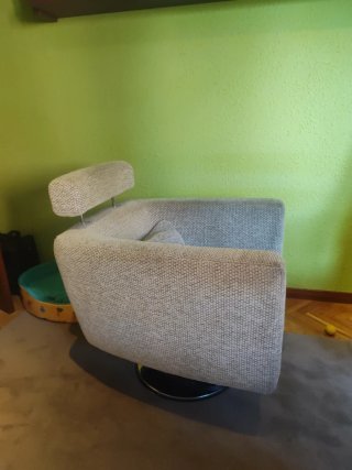 Sillón Giratorio Tapizado Tela Gris