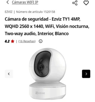 Cámara Seguridad Ezviz TY1 4MP WQHD WiFi