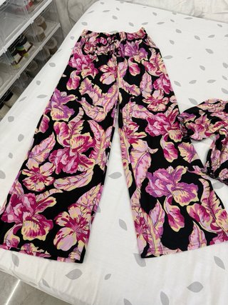 Conjunto floral top y pantalón talla única