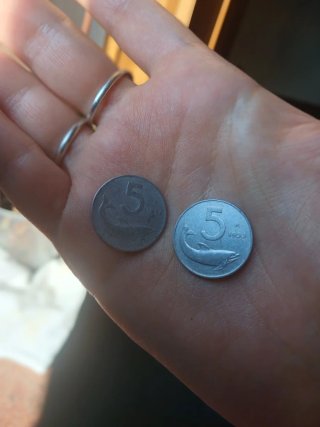 2 Monete 5 Lire Delfino 1953-1954