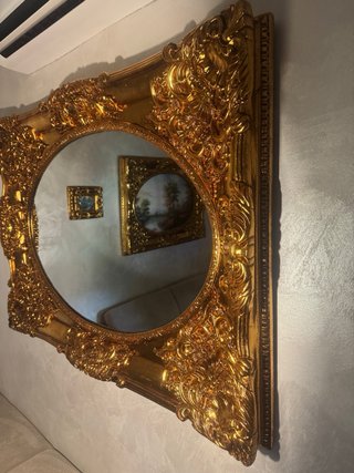 Espejo Ovalado Dorado Estilo Barroco