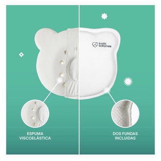 Almohada plagiocefalia bebé con 2 fundas en gris
