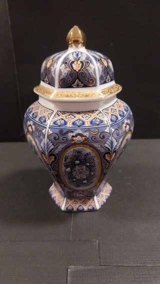 Vaso Potiche Porcellana Giapponese Blu Oro