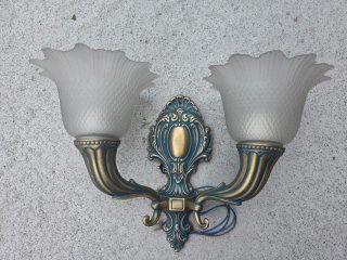 Aplique de pared bronce y azul