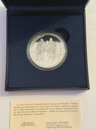 Moneda 10 euros plata Tesoros Museos Españoles