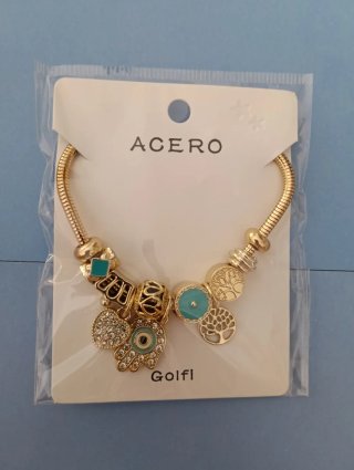 Pulsera ACERO charms dorada y en varios tonos