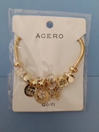Pulsera ACERO charms dorada y en varios tonos