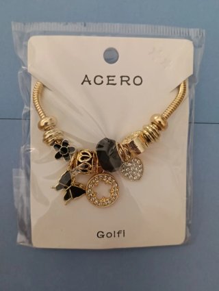 Pulsera ACERO charms dorada y en varios tonos
