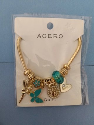 Pulsera ACERO charms dorada y en varios tonos