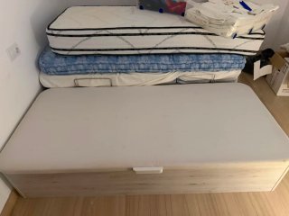 Cama 190x90 con 2 colchones de lana