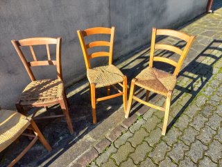 Set 4 sedie in paglia e legno