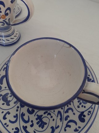 Servizio caffè in ceramica decorato blu