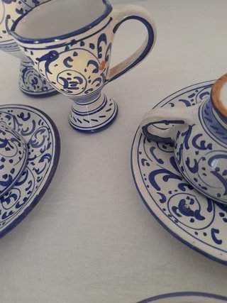 Servizio caffè in ceramica decorato blu