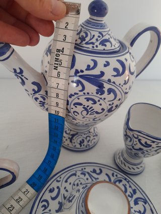 Servizio caffè in ceramica decorato blu
