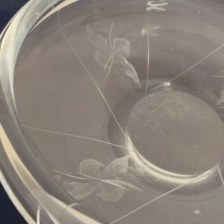 Ciotola Fruttiera Vetro Inciso Decorazioni a Fiori