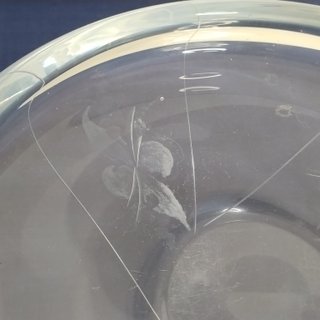 Ciotola Fruttiera Vetro Inciso Decorazioni a Fiori