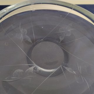 Ciotola Fruttiera Vetro Inciso Decorazioni a Fiori
