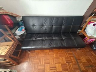 Sofá-cama Piel Sintética Negro