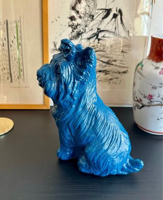 Escultura Perro Yorkshire Terrier Piedra Azul