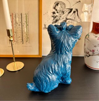 Escultura Perro Yorkshire Terrier Piedra Azul