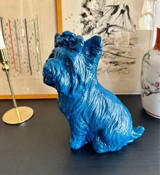 Escultura Perro Yorkshire Terrier Piedra Azul