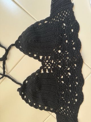 Top uncinetto nero taglia unica