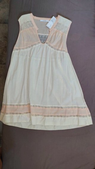 Camisón de encaje rosa y blanco talla única
