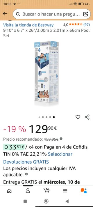 Piscina Bestway 5.00m x 2.01m x 66cm