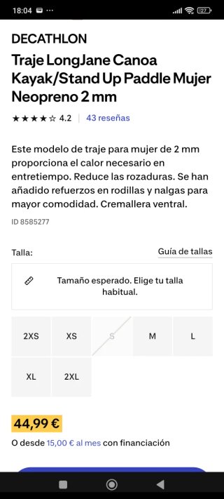 Traje Neopreno Mujer SUP Sin Mangas