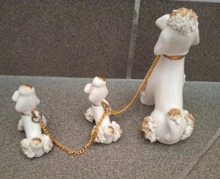 Set 3 statuette barboncini in ceramica
