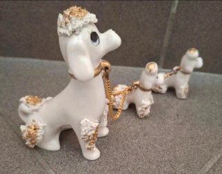 Set 3 statuette barboncini in ceramica