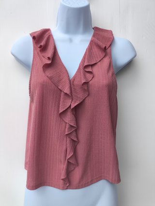 Top Zara Rosa Volantes