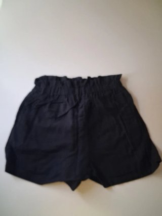 Pantaloncini neri cotone vita alta bottoni