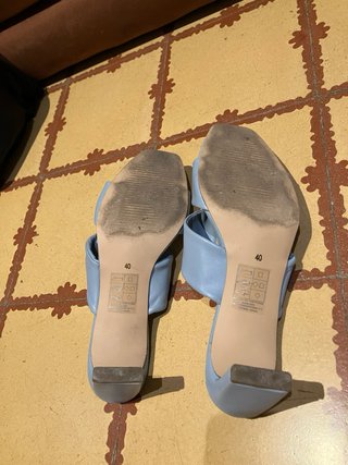 Zapatos mules piel Zign azul cielo talla 40