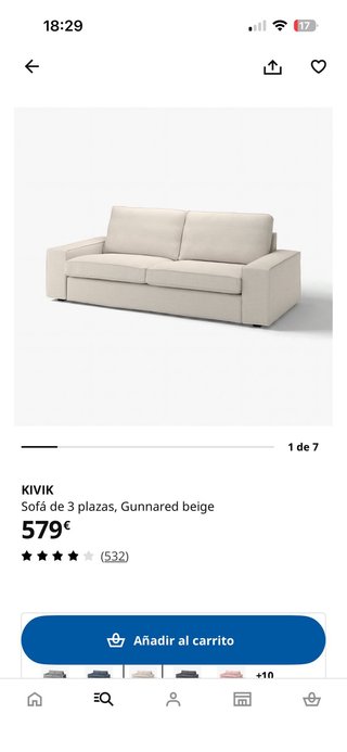 Sofá Ikea KIVIK beige tela (el grande)