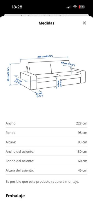 Sofá Ikea KIVIK beige tela (el grande)