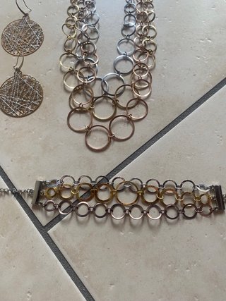 Nuova parure vintage a cerchi oro/argento