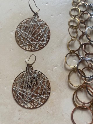 Nuova parure vintage a cerchi oro/argento
