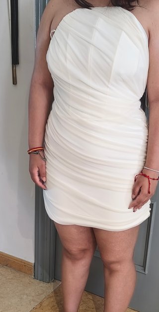 Vestido Zara Beige/Blanco Talla L