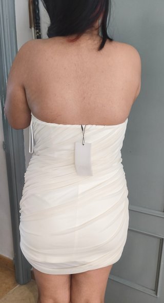 Vestido Zara Beige/Blanco Talla L