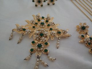 Aderezo fallero antiguo dorado  y perlas
