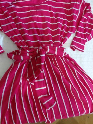 Vestido Retro Rayas Fucsia y Blanco