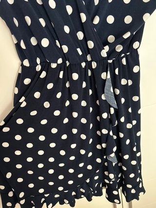 Vestido Valentina azul marino topos blancosT.46/48