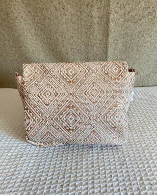 Bolso bandolera jacquard rosa y dorado