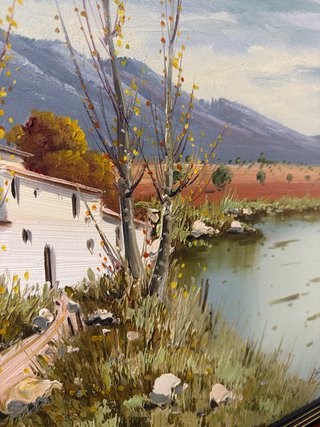 Cuadro paisaje pintado a mano