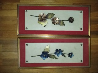 Set de dos cuadros Florales Metal y Madera