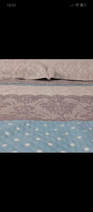 Colcha reversible azul y gris